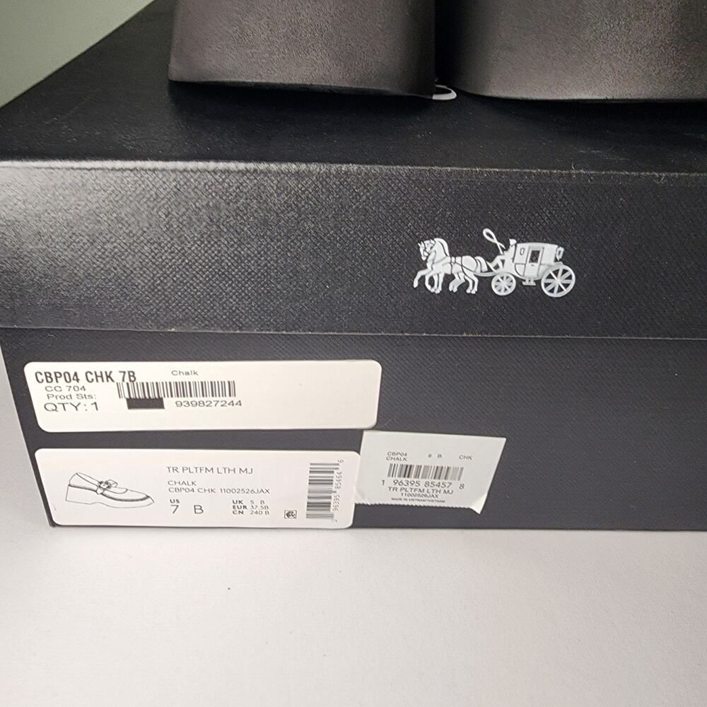 NIB Coach CBP04 Women's Tea Rose Platform Mary Jane Flats Chalk Sz. 7 B - Picture 3 of 7